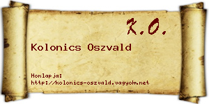 Kolonics Oszvald névjegykártya